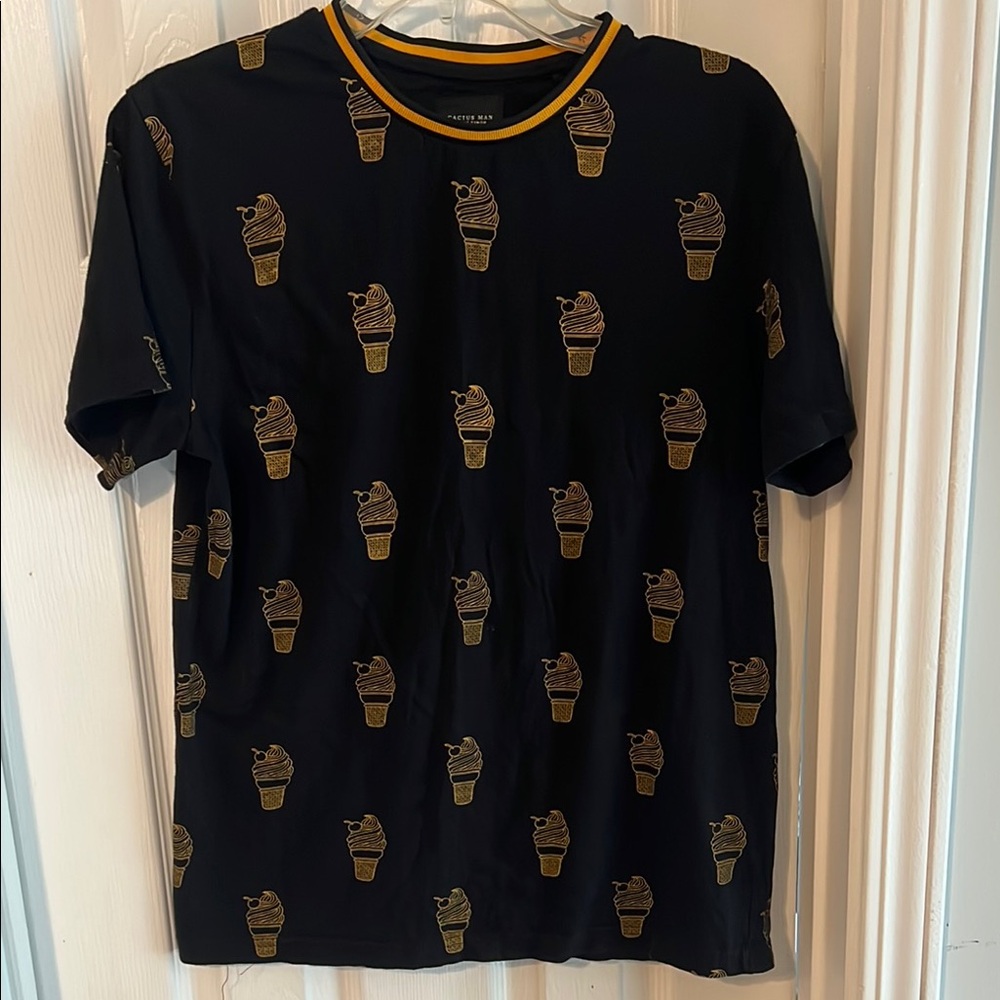 EUC Cactus Man Black T-Shirt with Ice Cream Cone Print Men Size Small
